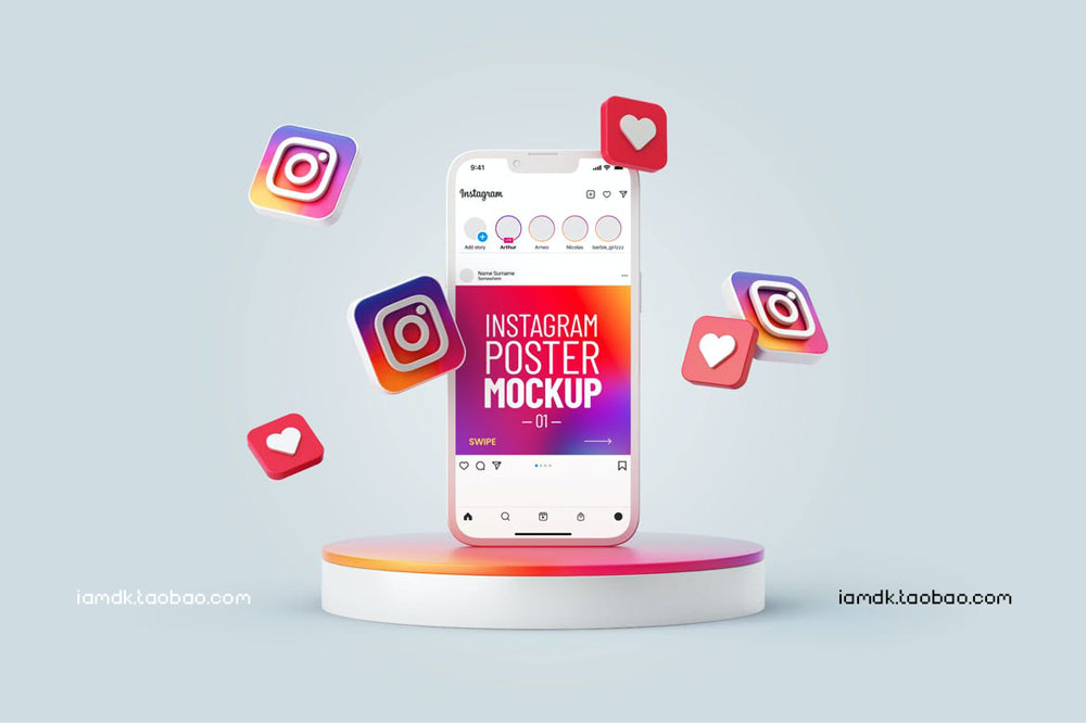 13款社交媒体新媒体电商海报设计苹果手机iPhone屏幕演示样机 Social Media Banners Mockup Set_img_2