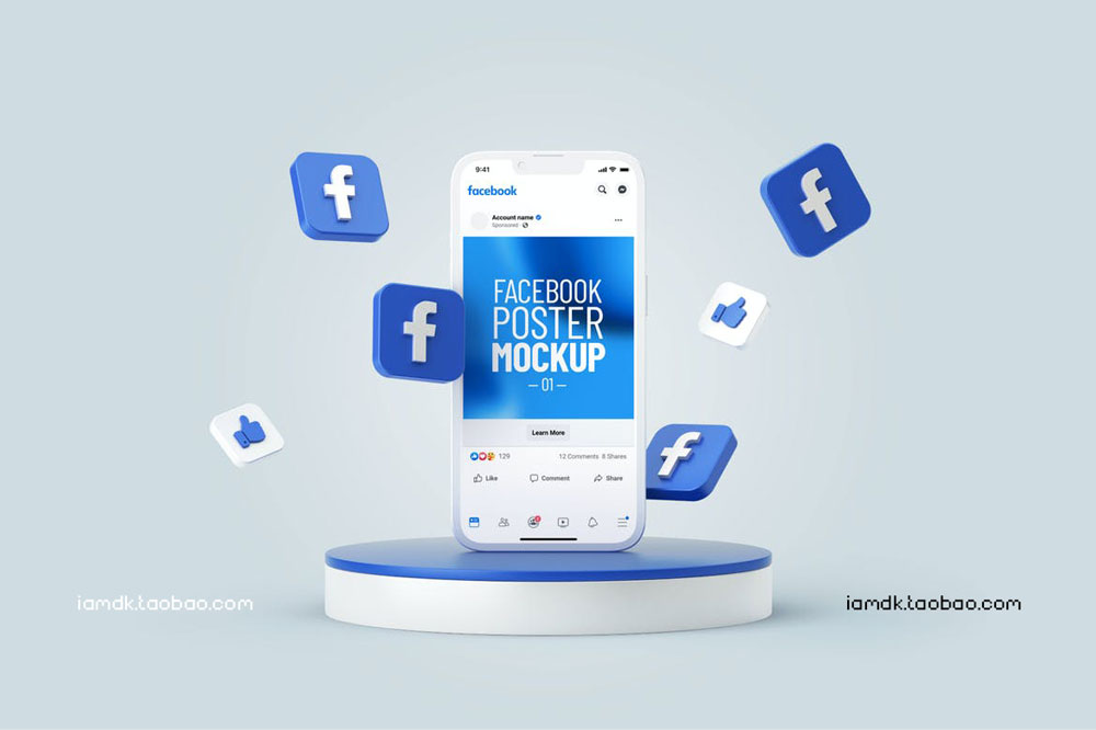 13款社交媒体新媒体电商海报设计苹果手机iPhone屏幕演示样机 Social Media Banners Mockup Set_img_2