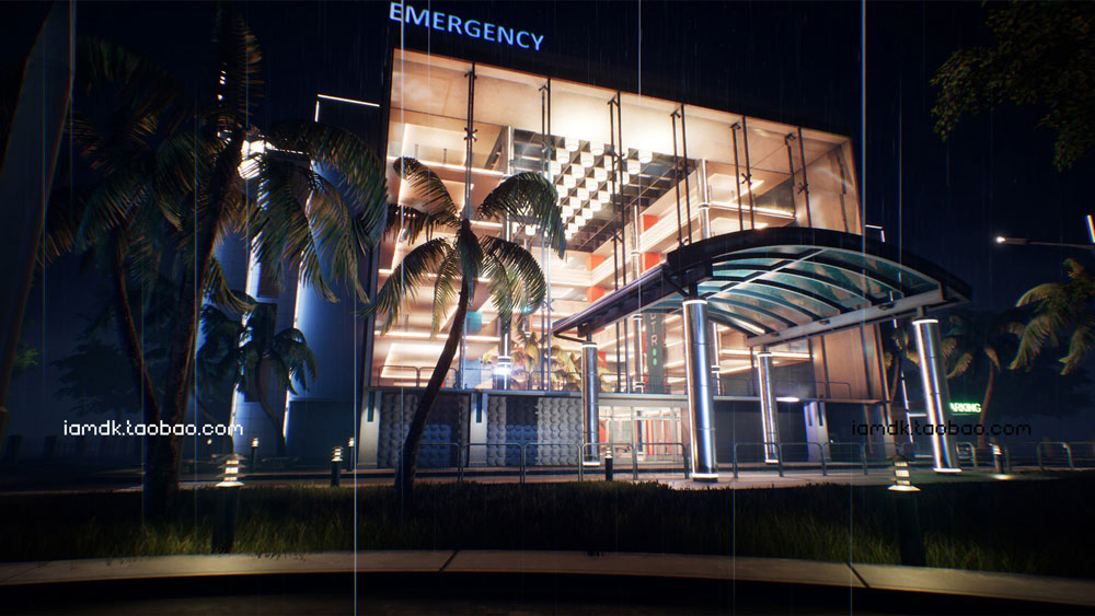 UE模型 时尚赛博朋克风医院楼层电梯走廊大厅内饰设计素材 Unreal Engine – Hospital_img_2