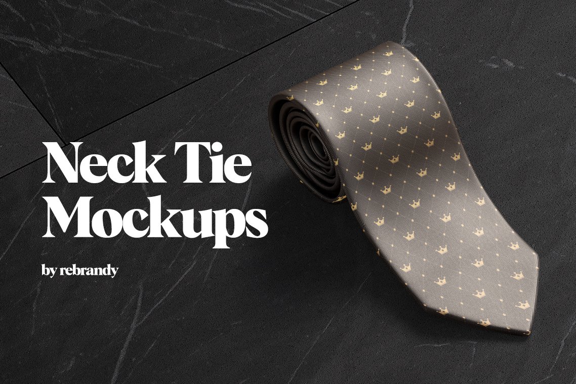 逼真服装领带印花图案设计展示贴图样机模板 Neck Tie Mockups_img_2