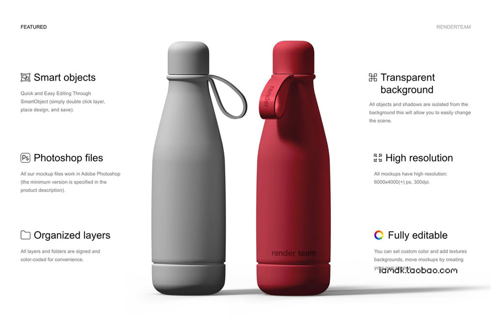极简不锈钢保温水杯品牌Logo作品设计展示贴图样机模板素材 Bottle Mockup Template_img_2