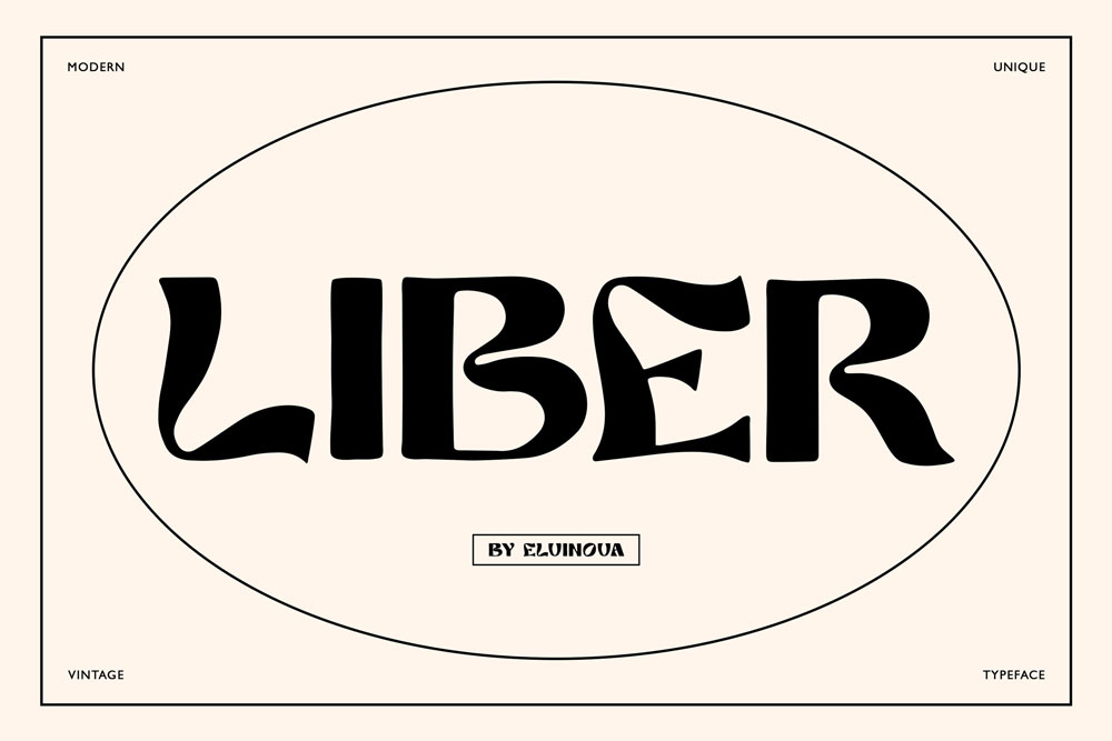 现代复古杂志海报徽标logo设计装饰性英文字体 Liber retro font_img_2