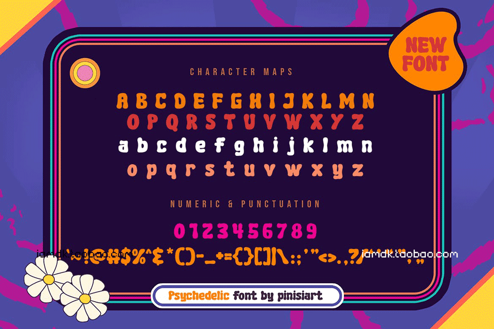 时尚复古海报封面文具设计无衬线英文字体 LUCID DREAM - psychedelic fun font_img_2