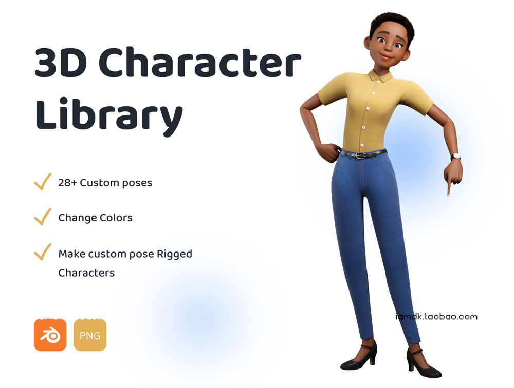 3D纸质三维立体卡通女性角色姿势库设计素材包 3D Female Character Pose Library Pack_img_2