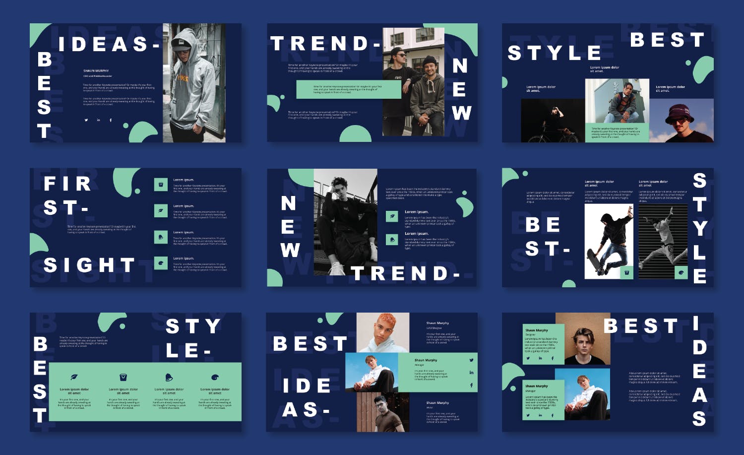 时尚街头服装摄影作品集演示文稿设计Keynote模板 Streetwear Fashion for Men Keynote Templates_img_2