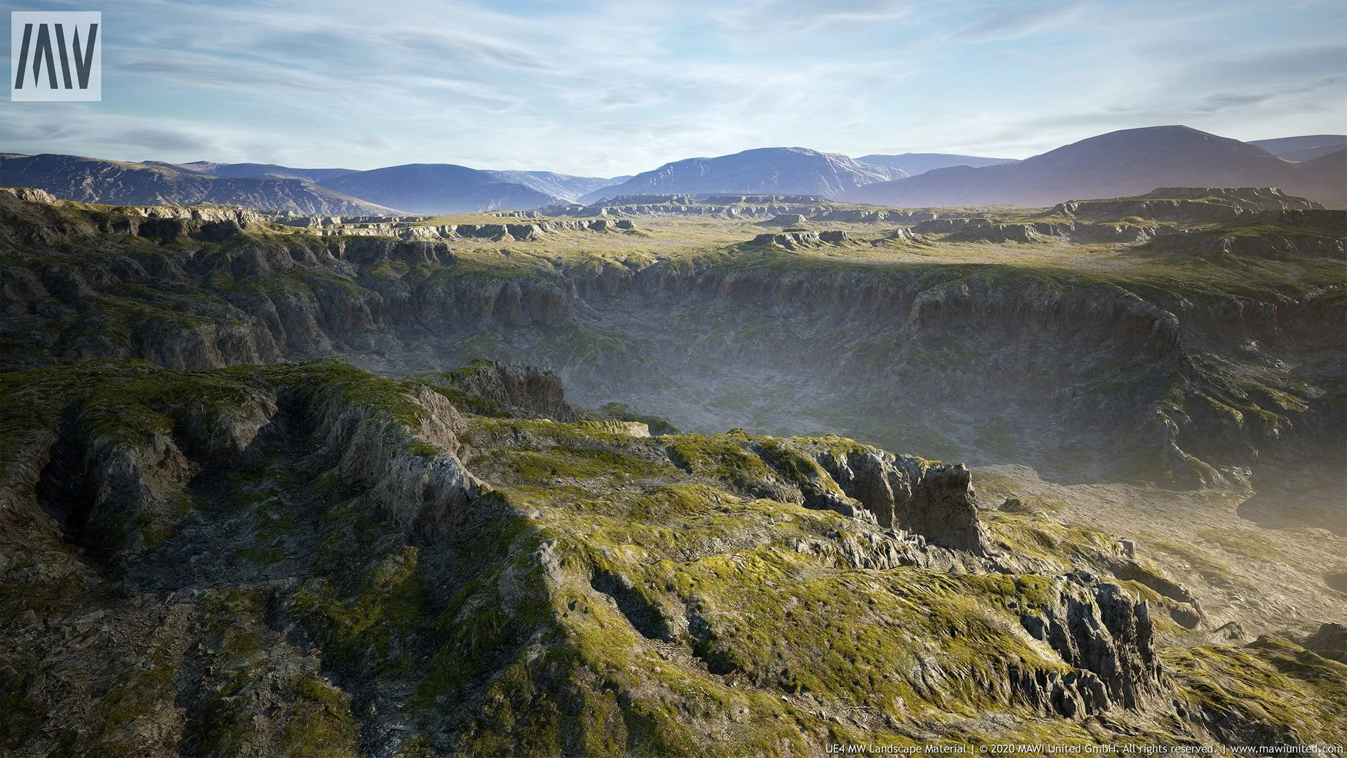 UE模型 逼真模块化高山岩石草地场景3D素材 Unreal Engine – MW Landscape Material_img_2