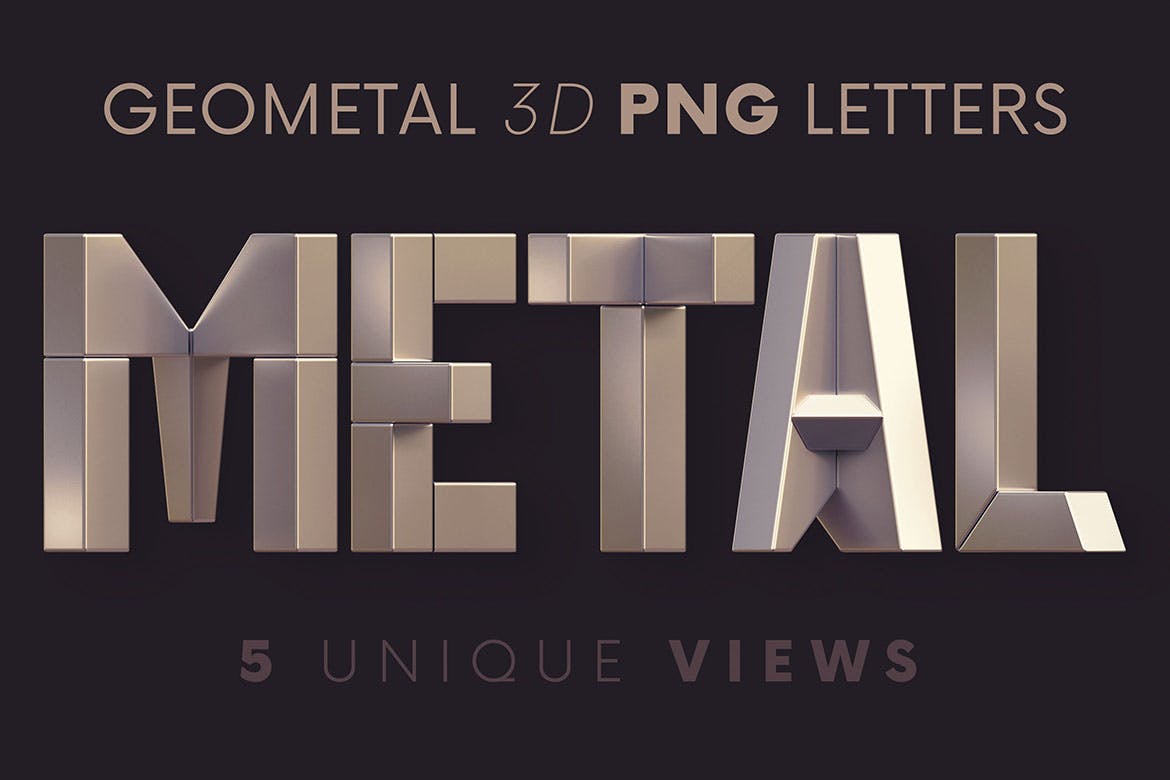 未来锐利几何金属3D立体英文字母数字PNG免扣图片素材 Geometal - 3D Lettering_img_2