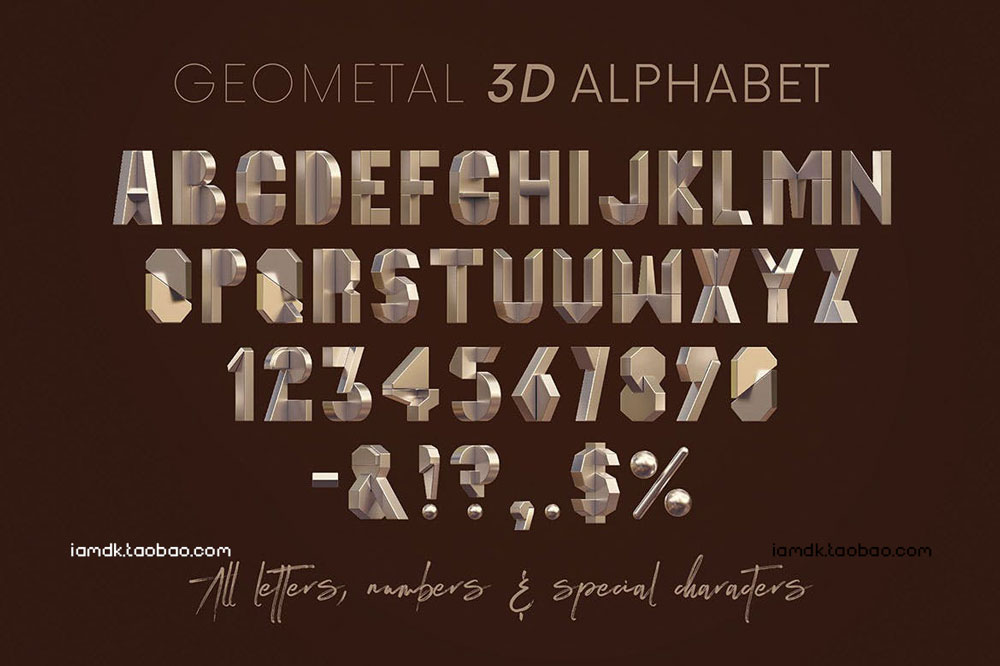 未来锐利几何金属3D立体英文字母数字PNG免扣图片素材 Geometal - 3D Lettering_img_2