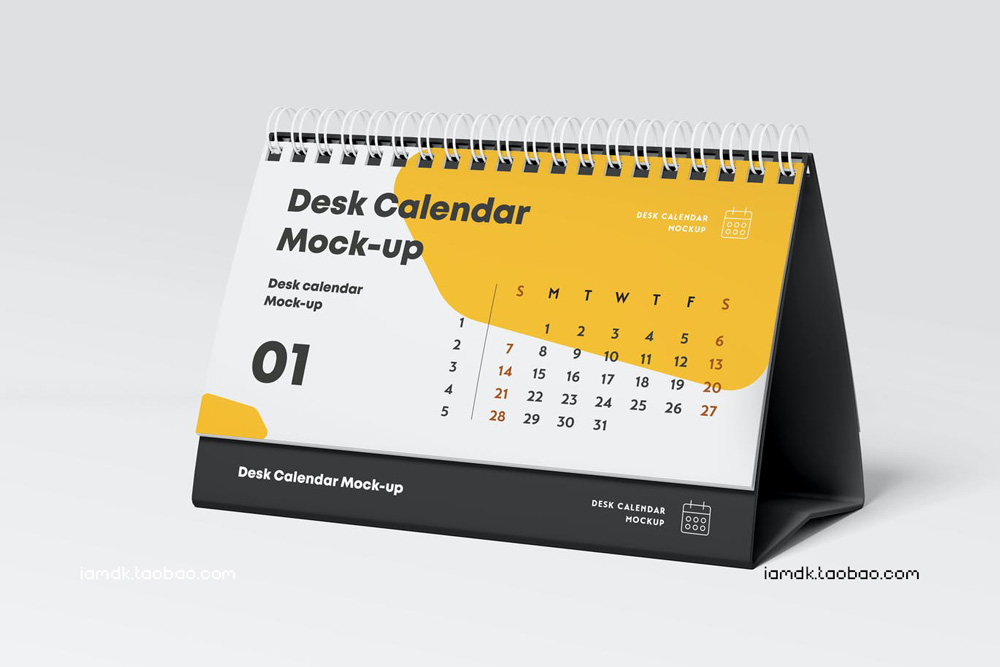 6款圈装台历日立月历文创设计作品贴图Ps样机素材展示效果模板 Deska Calendar Mock-up_img_2