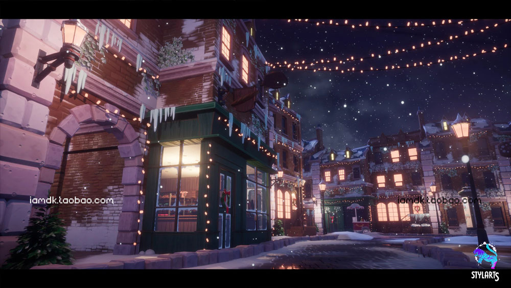 UE模型 80个冬季风格化圣诞节主题城市小镇场景素材 Unreal Engine – Stylized Christmas Town_img_2