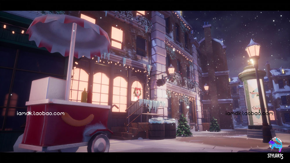 UE模型 80个冬季风格化圣诞节主题城市小镇场景素材 Unreal Engine – Stylized Christmas Town_img_2