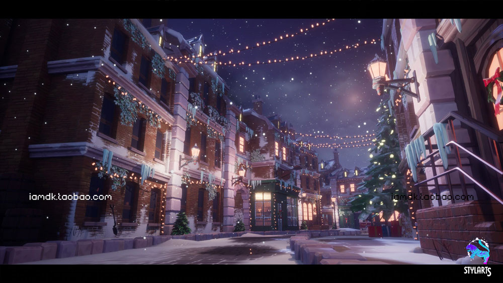 UE模型 80个冬季风格化圣诞节主题城市小镇场景素材 Unreal Engine – Stylized Christmas Town_img_2