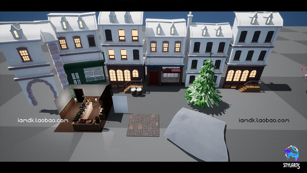 UE模型 80个冬季风格化圣诞节主题城市小镇场景素材 Unreal Engine – Stylized Christmas Town_img_2