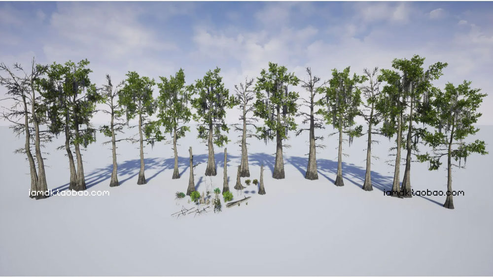 UE模型 沼泽草地树木秃头柏树3D设计素材 Unreal Engine – Bald Cypress Swamp_img_2