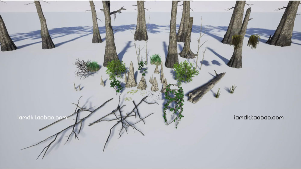 UE模型 沼泽草地树木秃头柏树3D设计素材 Unreal Engine – Bald Cypress Swamp_img_2