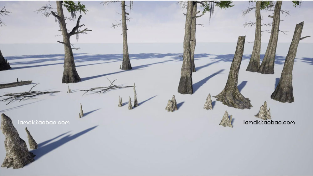 UE模型 沼泽草地树木秃头柏树3D设计素材 Unreal Engine – Bald Cypress Swamp_img_2