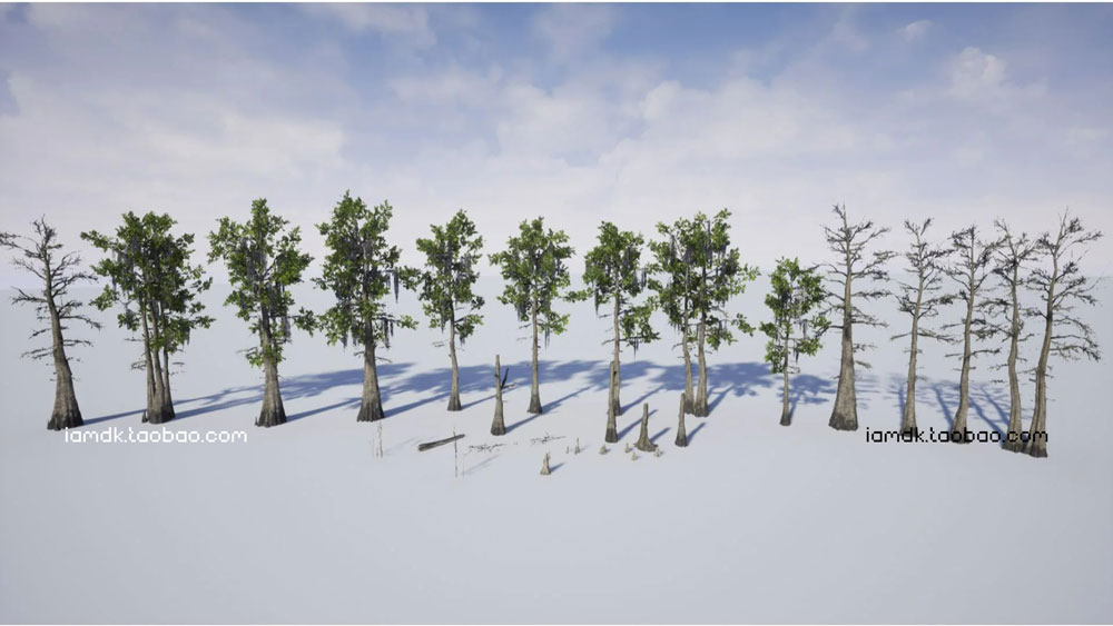 UE模型 沼泽草地树木秃头柏树3D设计素材 Unreal Engine – Bald Cypress Swamp_img_2