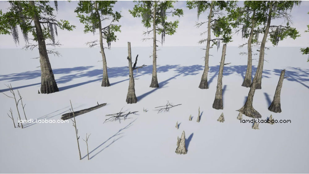 UE模型 沼泽草地树木秃头柏树3D设计素材 Unreal Engine – Bald Cypress Swamp_img_2