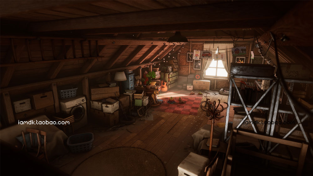 UE模型 复古怀旧游戏卡通带阁楼房屋室内场景设计素材 Unreal Engine – Grandpa’s Attic (Furniture storage props)_img_2