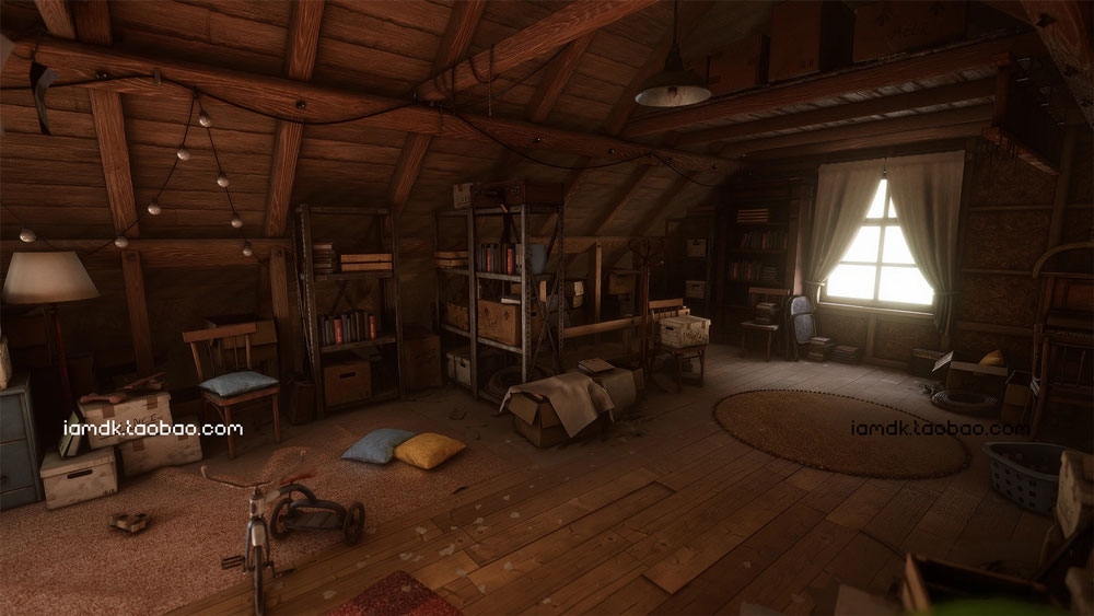 UE模型 复古怀旧游戏卡通带阁楼房屋室内场景设计素材 Unreal Engine – Grandpa’s Attic (Furniture storage props)_img_2