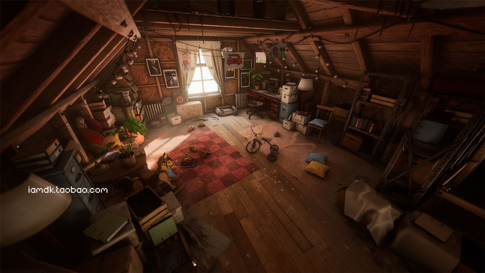 UE模型 复古怀旧游戏卡通带阁楼房屋室内场景设计素材 Unreal Engine – Grandpa’s Attic (Furniture storage props)_img_2