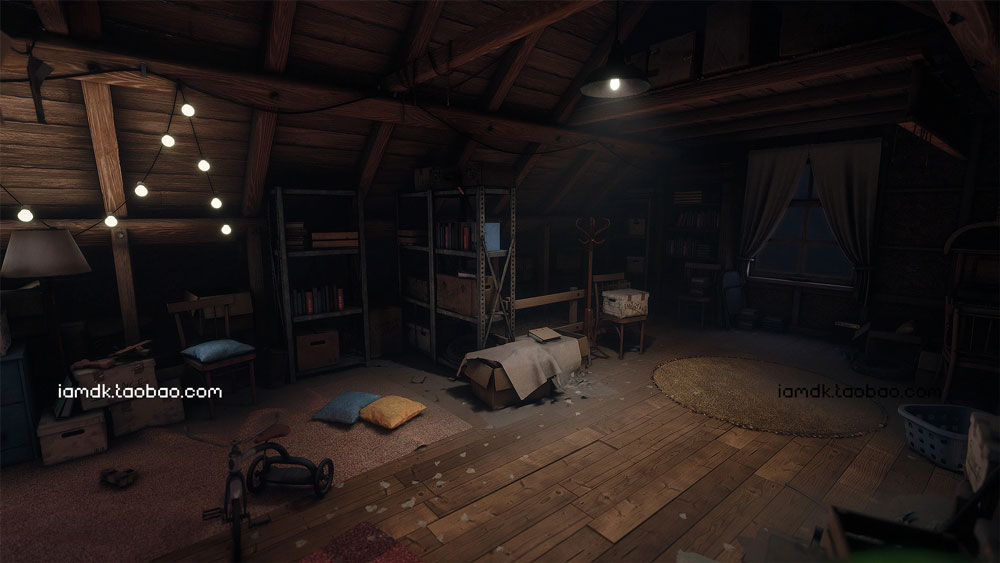 UE模型 复古怀旧游戏卡通带阁楼房屋室内场景设计素材 Unreal Engine – Grandpa’s Attic (Furniture storage props)_img_2