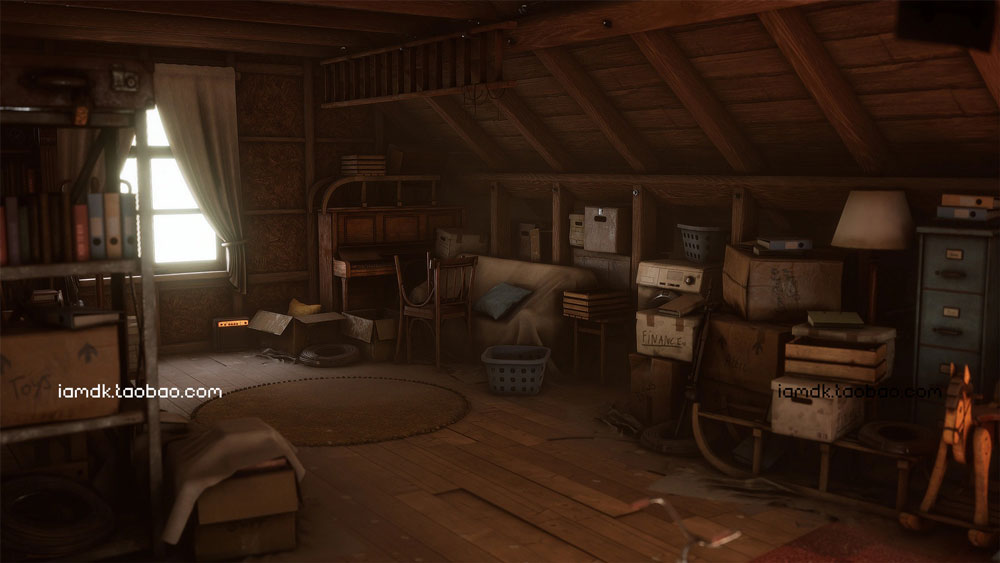 UE模型 复古怀旧游戏卡通带阁楼房屋室内场景设计素材 Unreal Engine – Grandpa’s Attic (Furniture storage props)_img_2