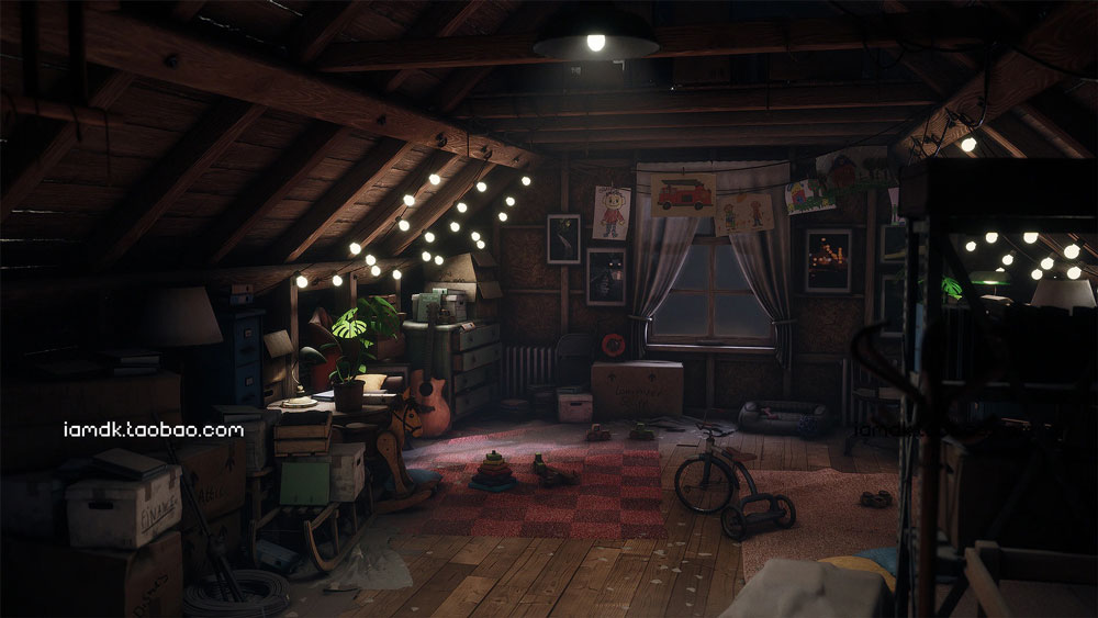 UE模型 复古怀旧游戏卡通带阁楼房屋室内场景设计素材 Unreal Engine – Grandpa’s Attic (Furniture storage props)_img_2