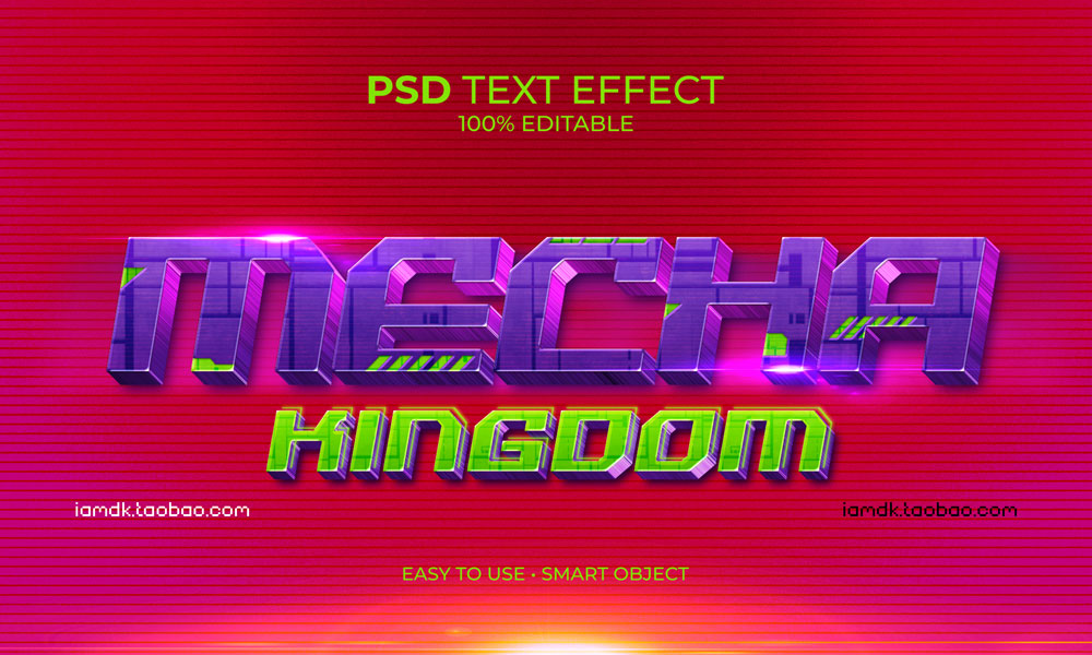 38款科幻复古赛博朋克3D立体质感电影海报标题Logo设计PS样机模板 Text Effect Vol.102_img_2