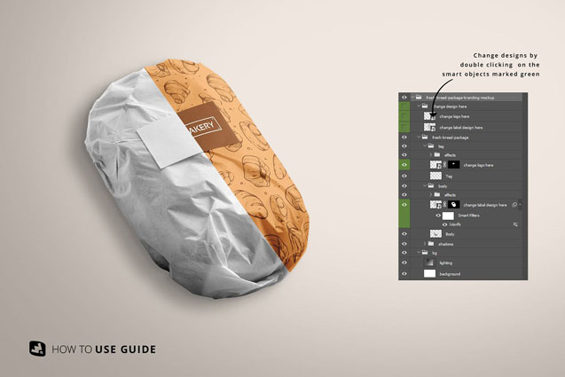 新鲜面包包装纸印花图案设计展示贴图样机模板 Fresh Bread Package Branding Mockup_img_2