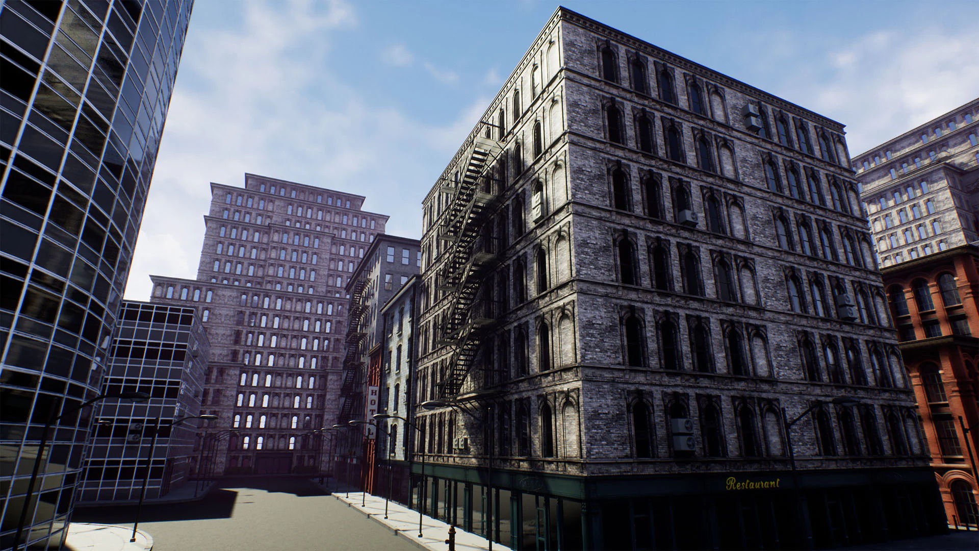 UE4模型 城市高楼街道商店路灯3D设计素材 Unreal Engine – Facades_img_2