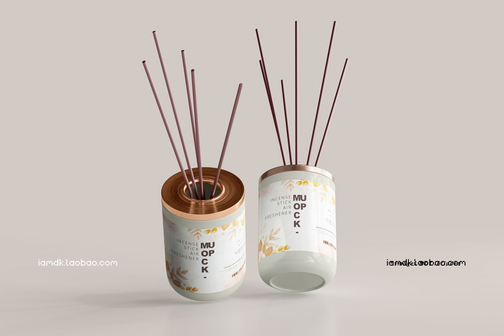 16款香薰空气清新剂玻璃罐设计展示贴图PSD样机模板 Incense Air Freshener Reed Diffuser Mockup_img_2