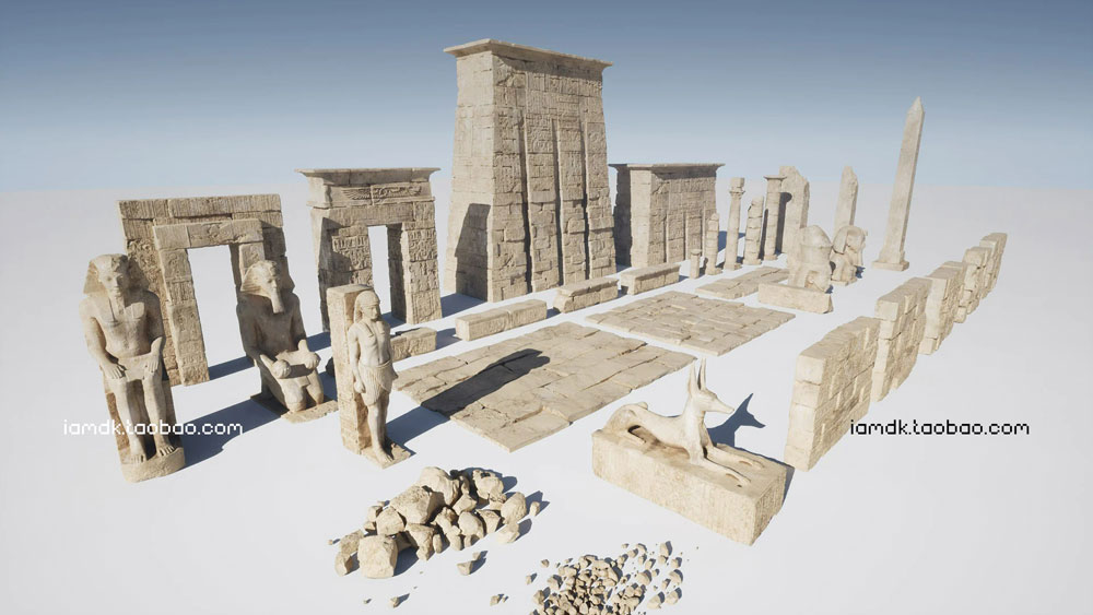 UE4模型 埃及沙漠神庙建筑雕像废墟场景3D设计素材 Unreal Engine – Egypt Ruins Environment_img_2