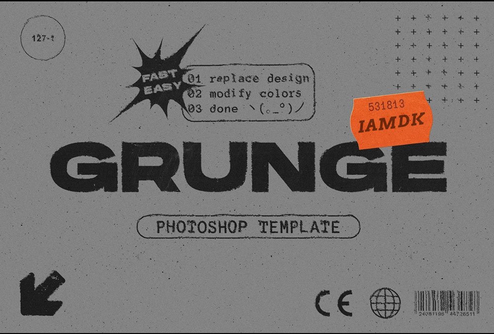 潮流复古个性街头做旧水墨噪点肌理纹理涂鸦背景PS素材 Grunge Effect Photoshop Template_img_2