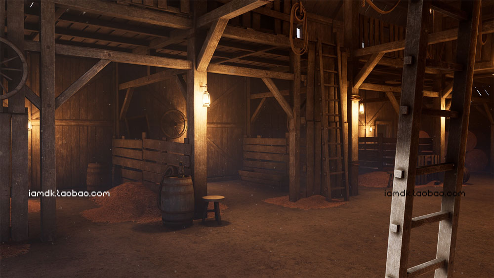 UE4模型 古老西部废弃农场屋舍马厩场景 Unreal Engine – Old West Modular Barn_img_2