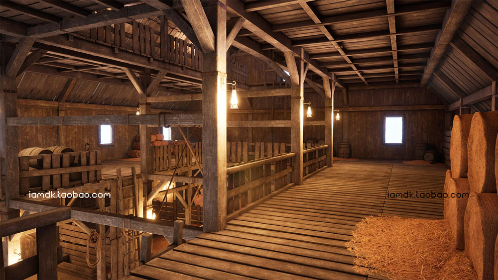 UE4模型 古老西部废弃农场屋舍马厩场景 Unreal Engine – Old West Modular Barn_img_2