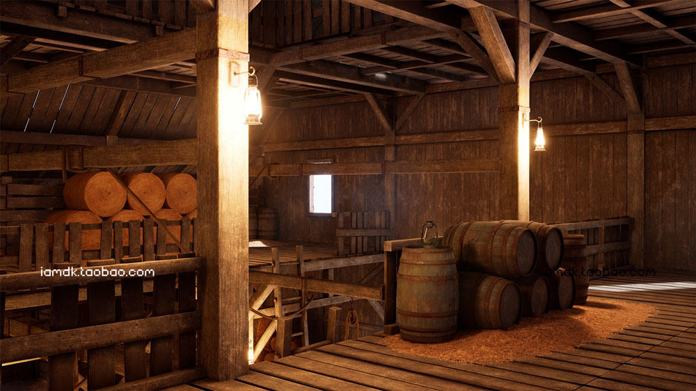 UE4模型 古老西部废弃农场屋舍马厩场景 Unreal Engine – Old West Modular Barn_img_2