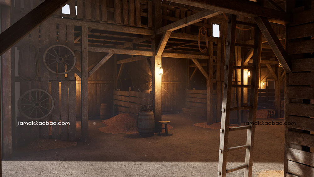 UE4模型 古老西部废弃农场屋舍马厩场景 Unreal Engine – Old West Modular Barn_img_2