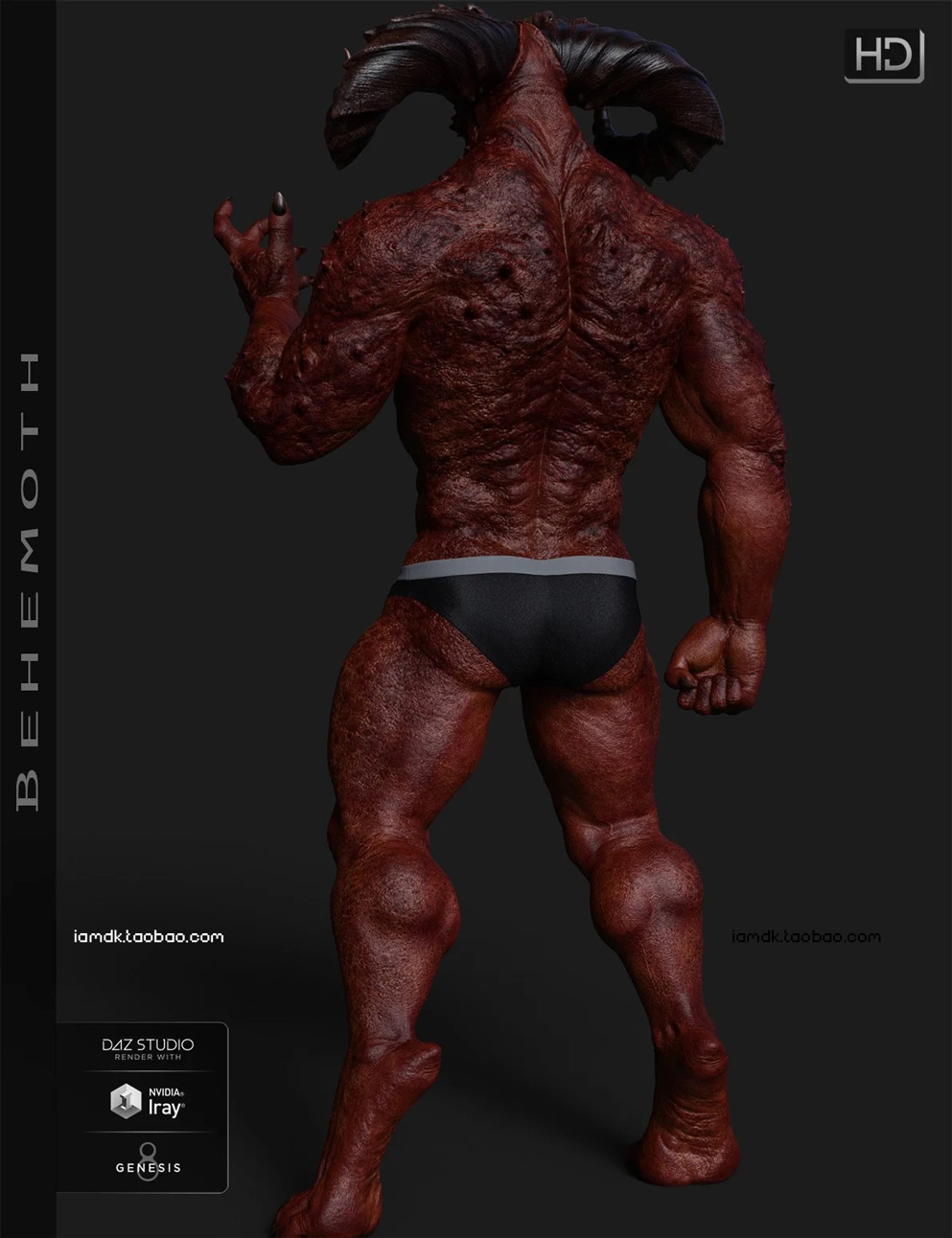 高级G8M游戏穿盔甲魔兽角色3D模型素材 Behemoth HD for Genesis 8 Male_img_2