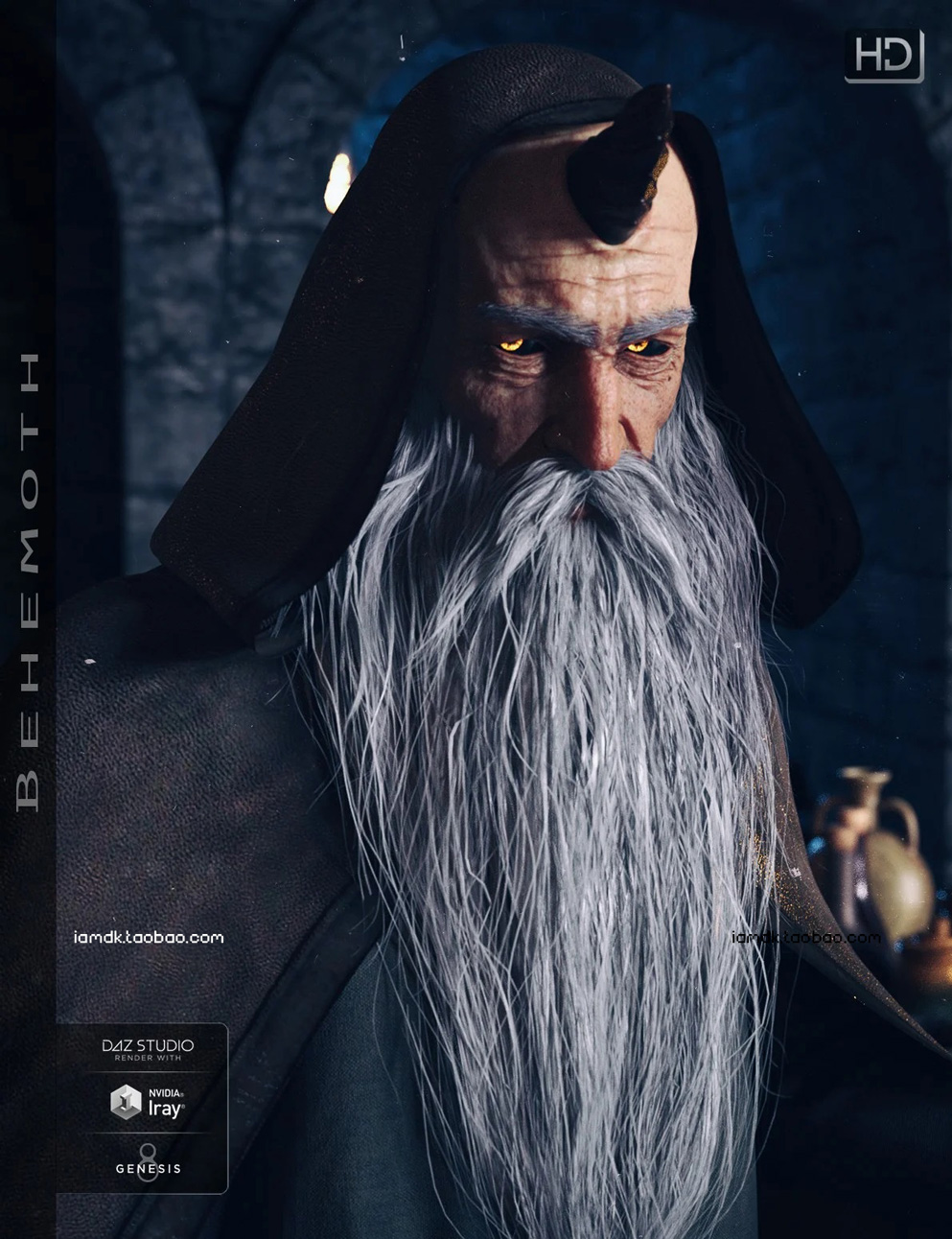 高级G8M游戏穿盔甲魔兽角色3D模型素材 Behemoth HD for Genesis 8 Male_img_2