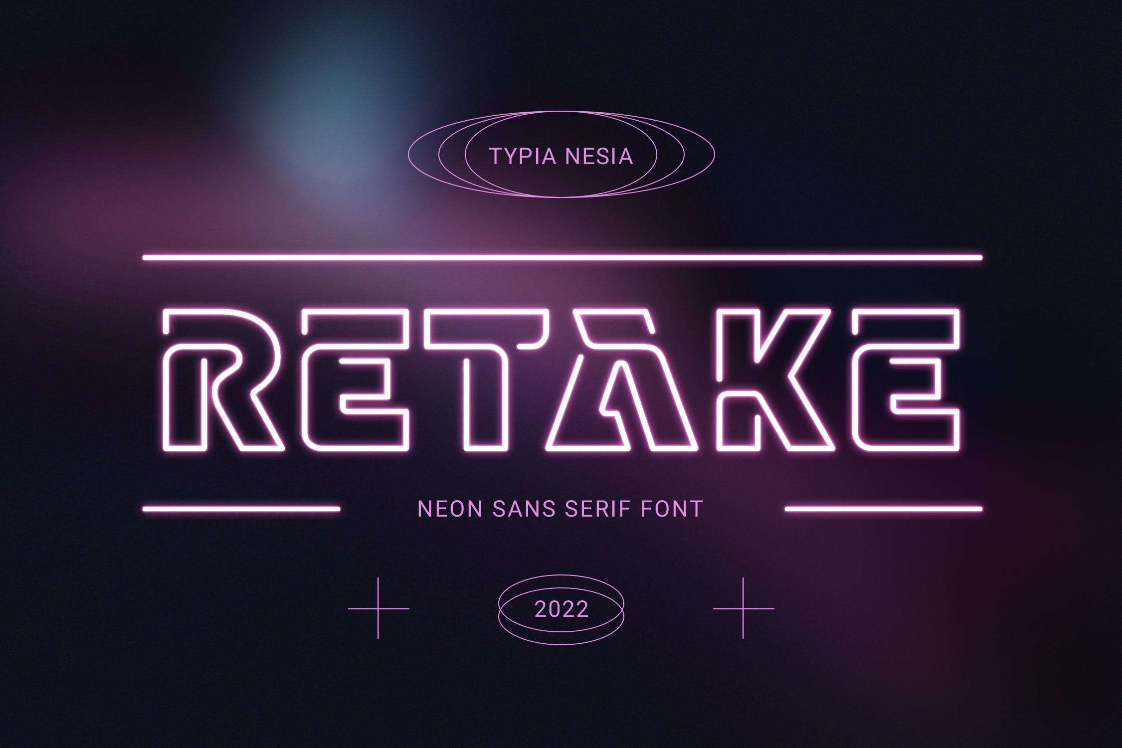 复古品牌海报标题设计无衬线英文字体 Retake - Outline Neon Font - Techno Scifi Sans_img_2