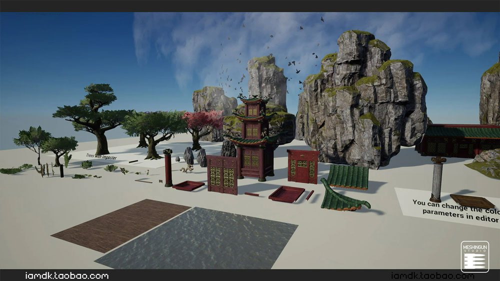 UE亚洲元素虚幻游戏悬崖宗庙树木场景3D模型素材 Unreal Engine – Asian Temple Pack_img_2