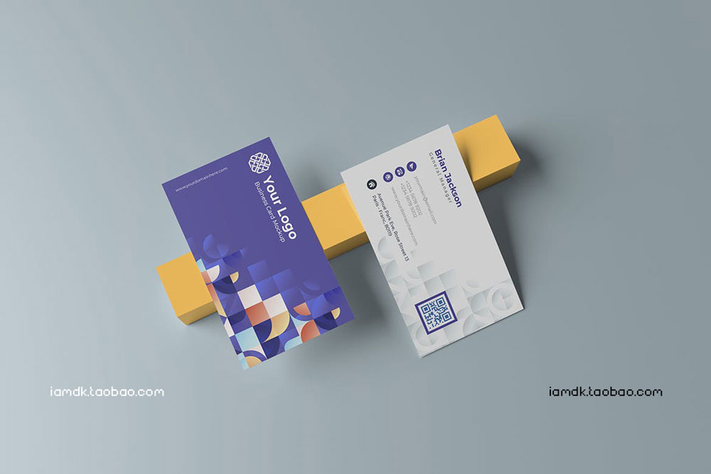 时尚商务名片卡片设计展示贴图样机PSD模板素材 Colorful Business Card Mockup_img_2