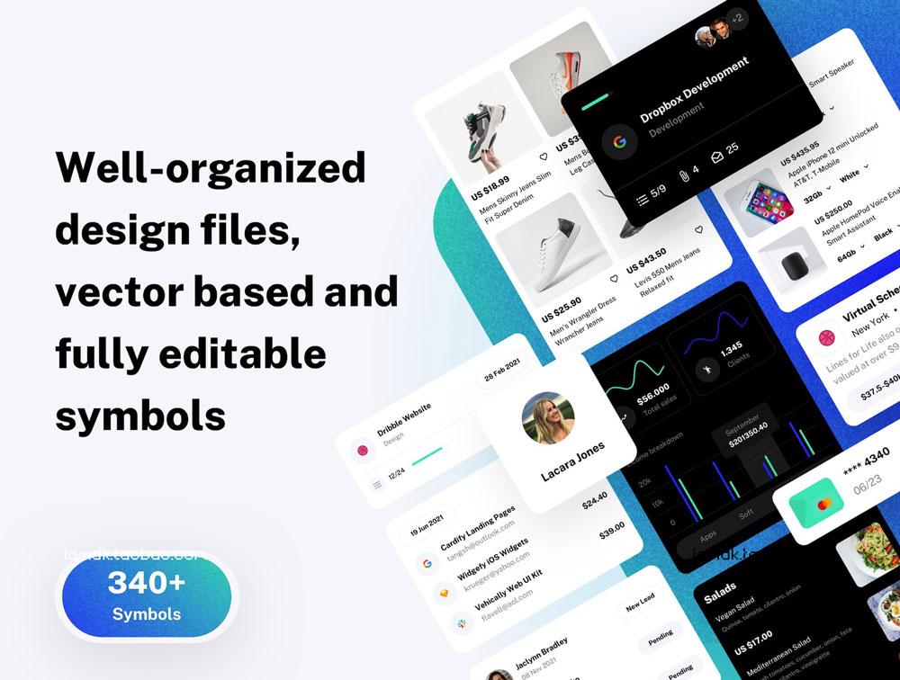 260+购物社交项目管理数据分析多用途App设计UI套件模板 Droid - Multipurpose UI Kit for Mobile Apps_img_2