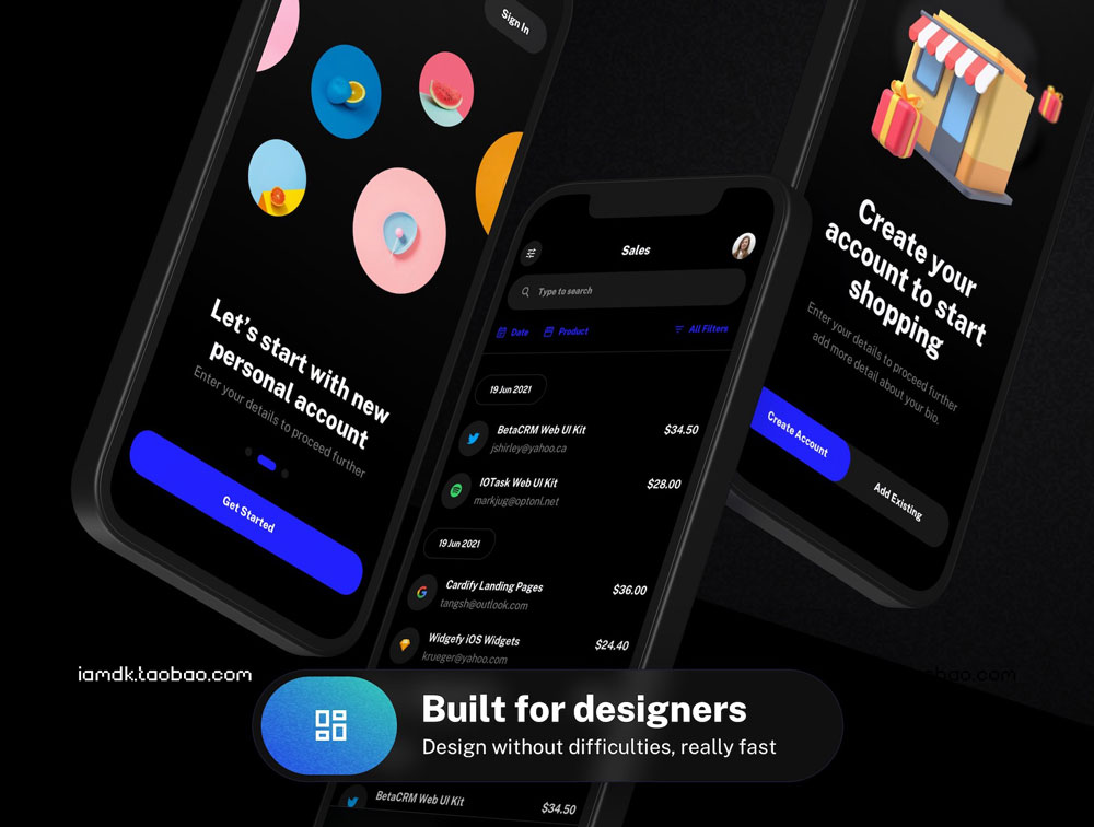 260+购物社交项目管理数据分析多用途App设计UI套件模板 Droid - Multipurpose UI Kit for Mobile Apps_img_2