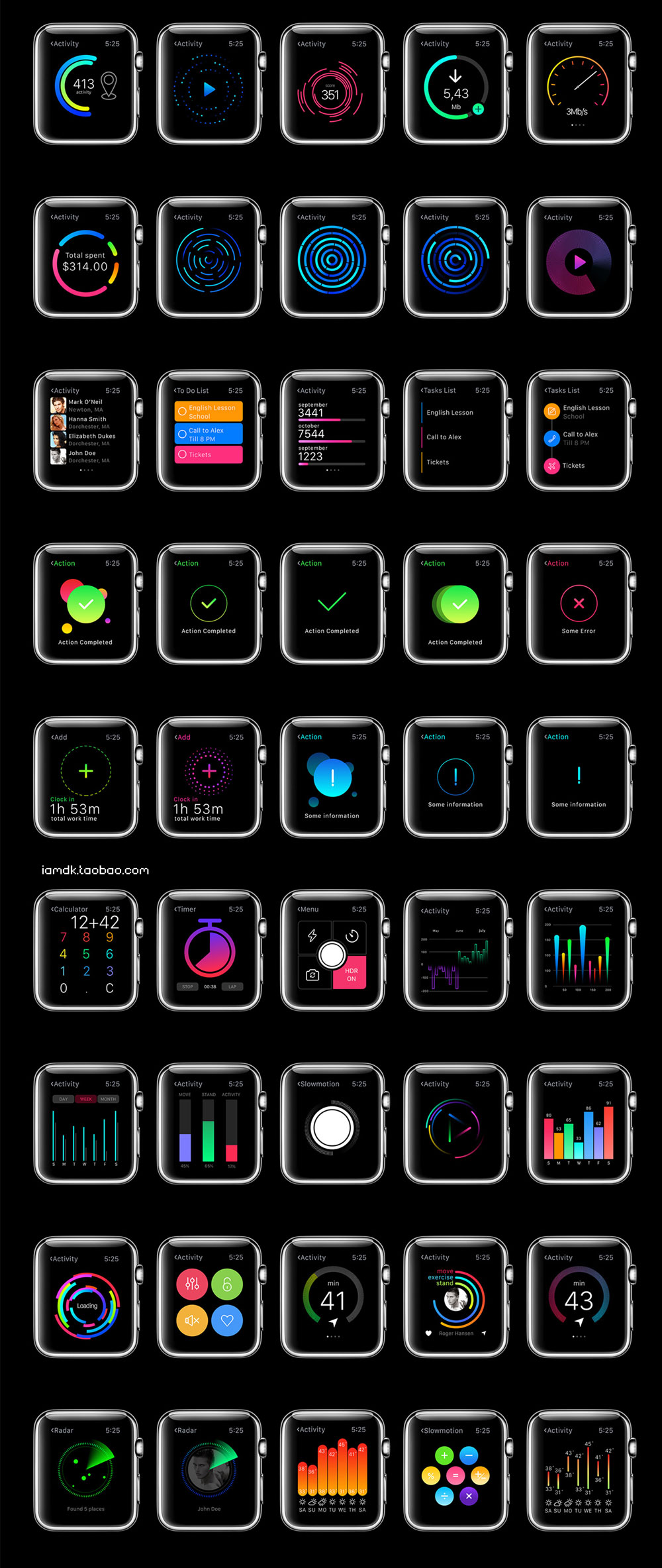 200多个Apple Watch应用程序界面设计UI套件素材 W1 UI Kit_img_2