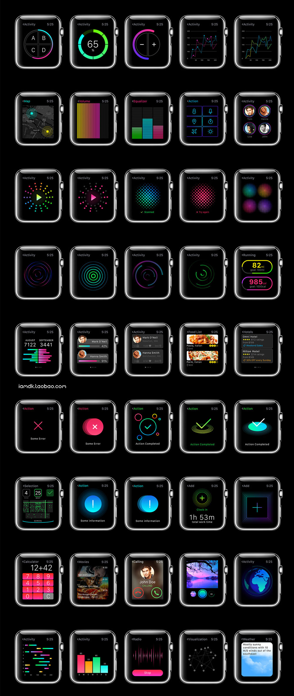 200多个Apple Watch应用程序界面设计UI套件素材 W1 UI Kit_img_2