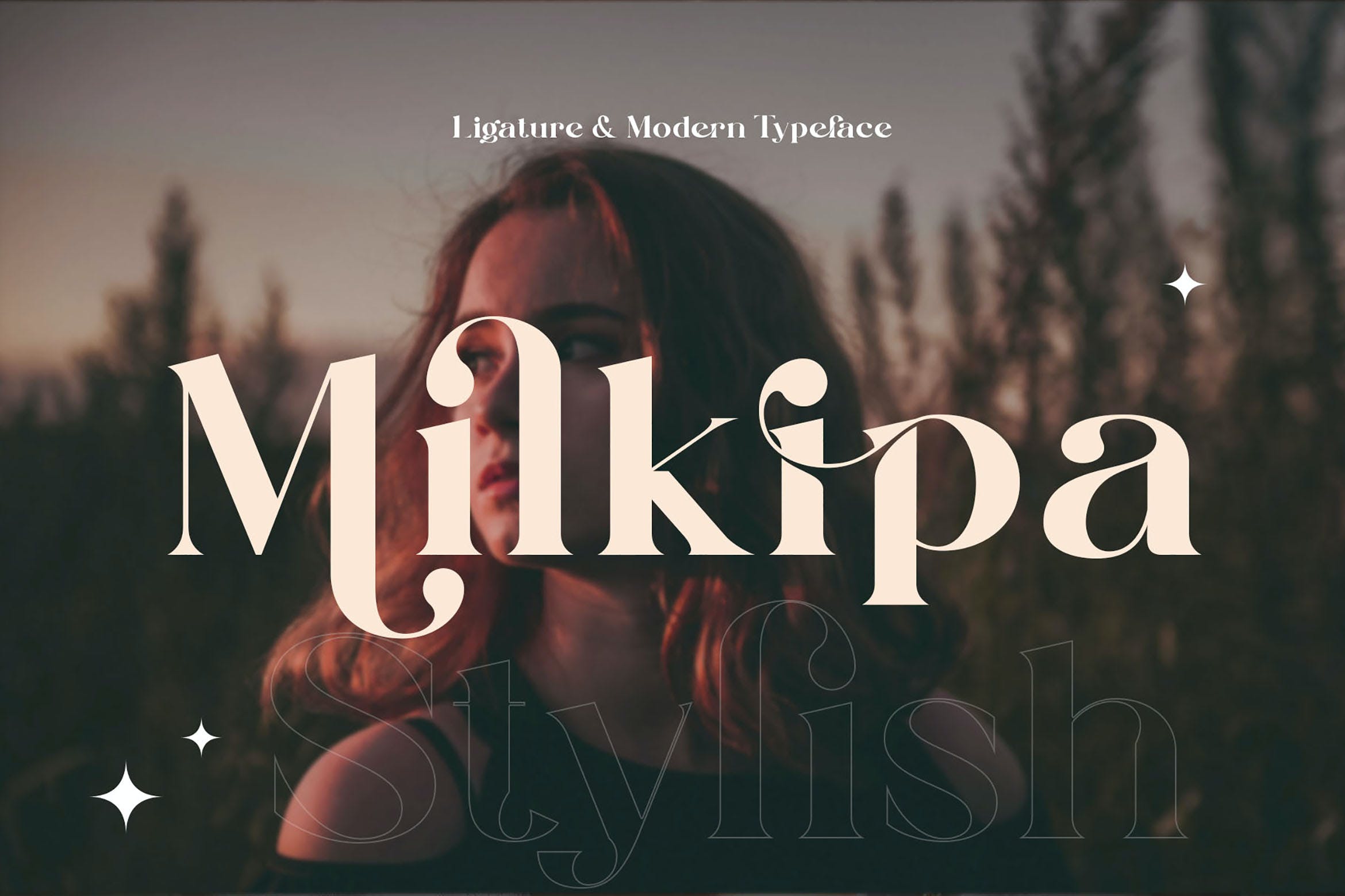 现代时尚品牌广告徽标logo设计衬线英文字体 Milkipa Stylish Font_img_2