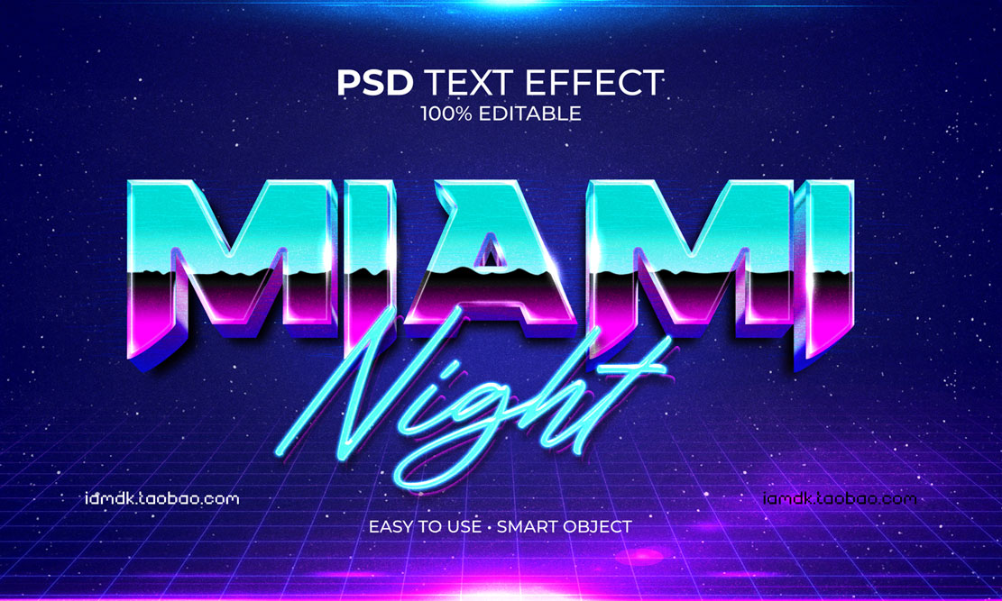 7款时尚质感复古霓虹3D立体海报标题Logo设计PSD样机模板素材 Psd Text Effect Set Vol 21_img_2
