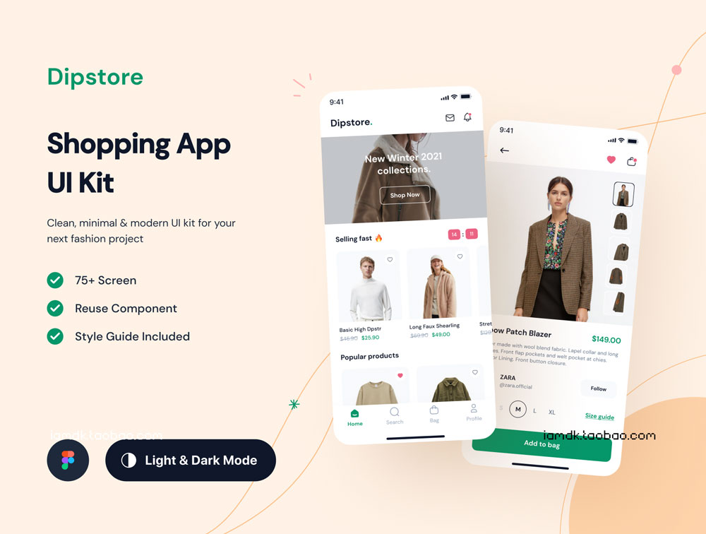 高级服装购物应用程序APP界面设计UI套件素材 Dipstore - Shopping App UI Kit_img_2